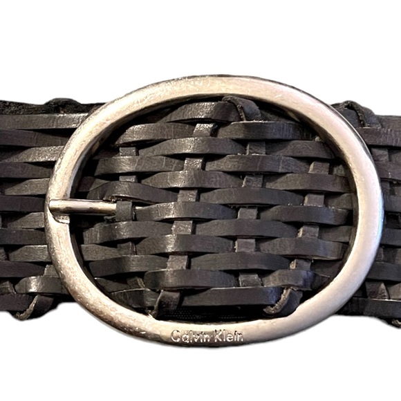 VTG 90s Calvin Klein Woven Belt with Brass Buckle - Picture 3 of 8